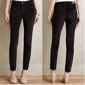 Anthropologie Pilcro & The Letterpress Serif Black Velvet Ankle Pants Size 27